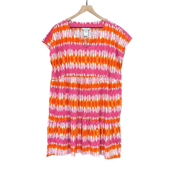 Multiples Tie Dye Loose Fit Cap Sleeve Tiered Dress XL - Picture 1 of 11